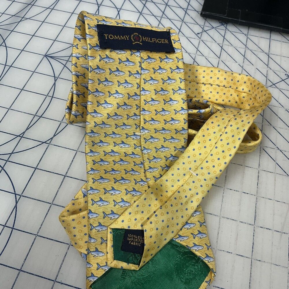 Tommy Hilfiger Men’s Yellow /Blue Tiny Sharks Tie Pre-owned